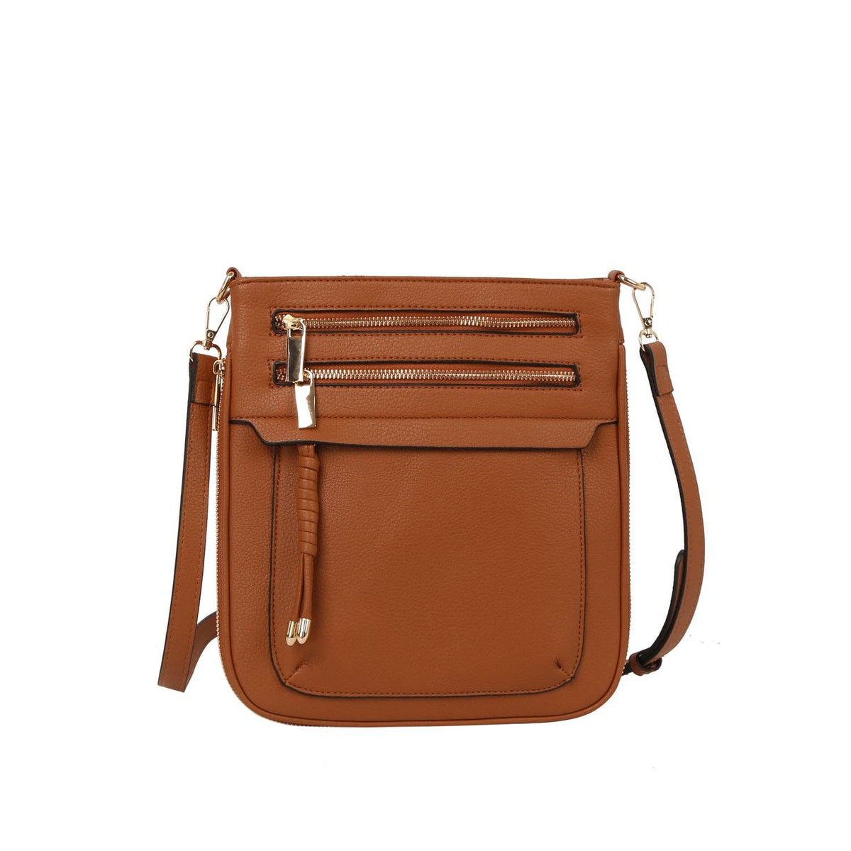 Front Zip Organizer Crossbody Bag