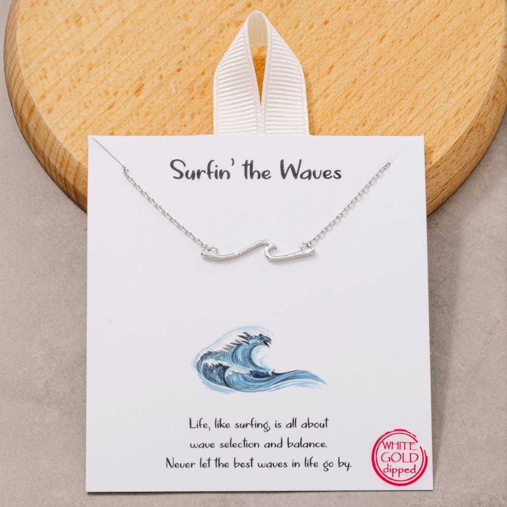 Gold Dipped Minimalist Wave Pendant Necklace