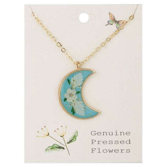 Blue Moon Dried Flower Gold Necklace