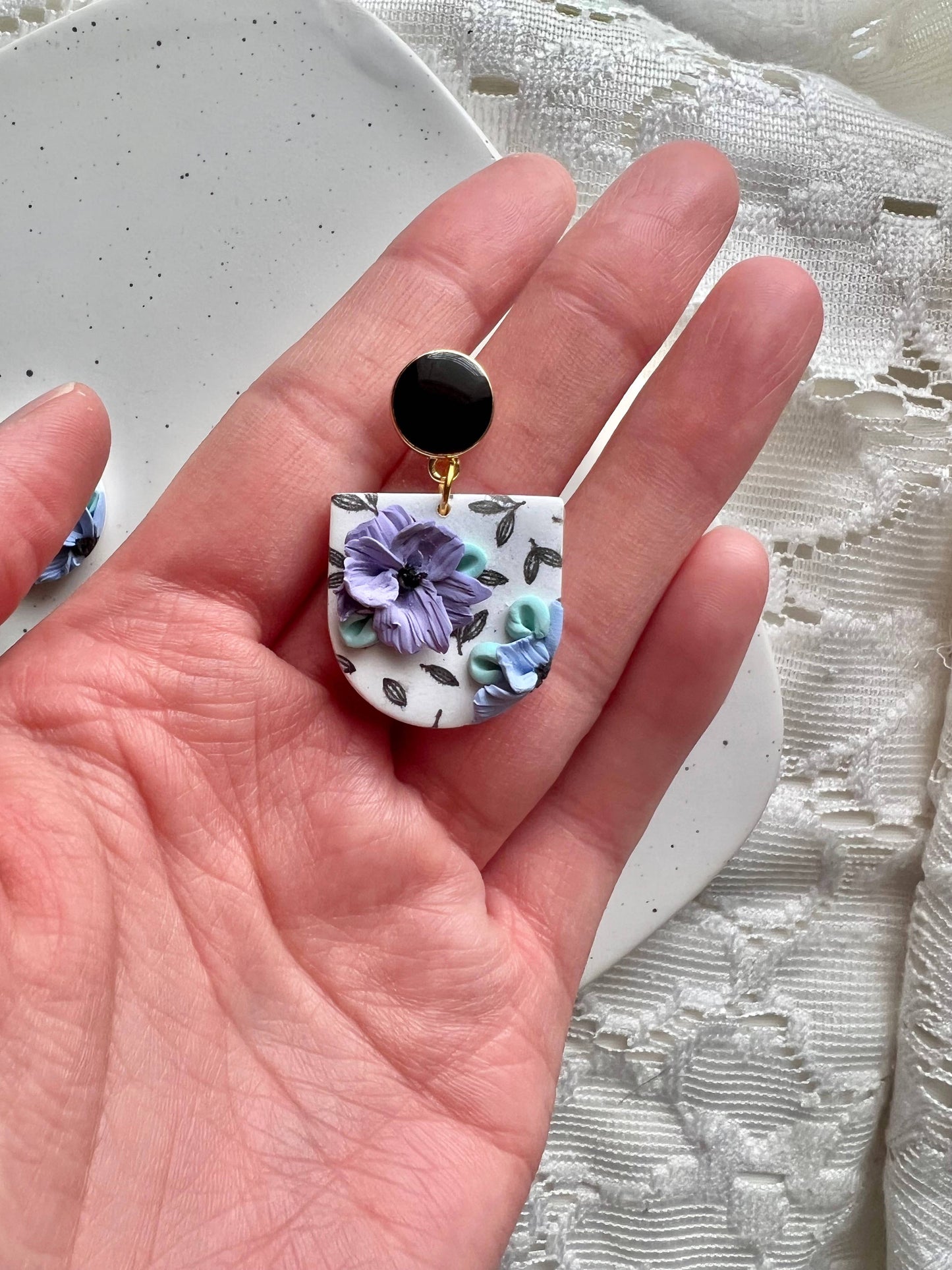 Floral Slab Clay Earrings