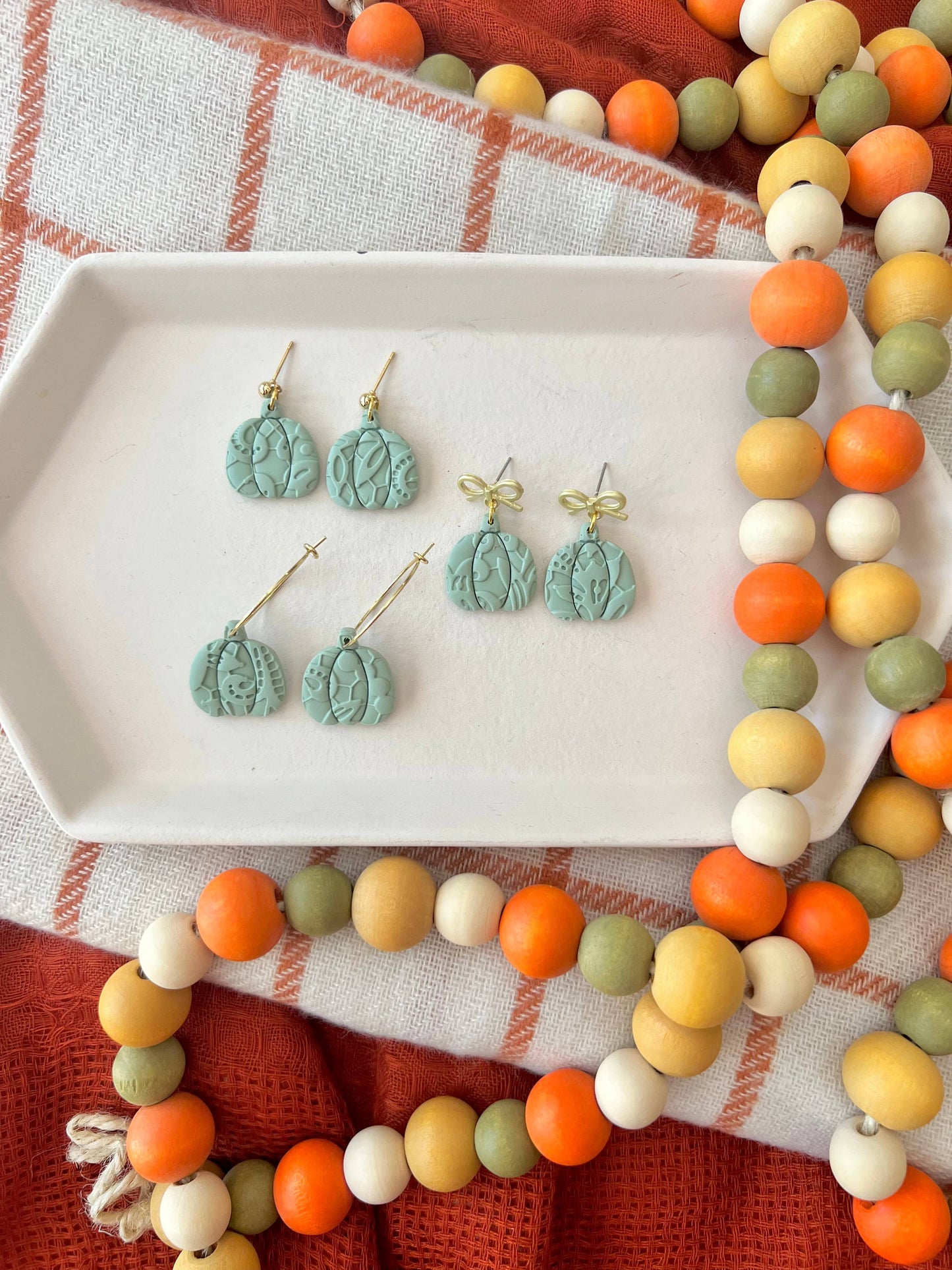 Lace Pumpkin Earrings, Pumpkin Clay Earrings, Fall Earrings