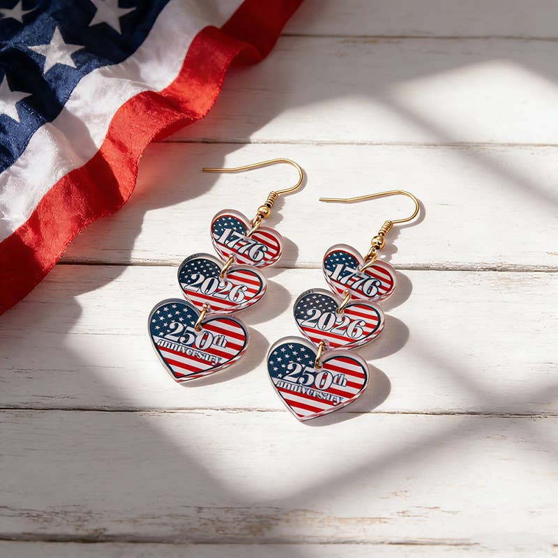 Fourth Of July Flag Element Acrylic Earrings