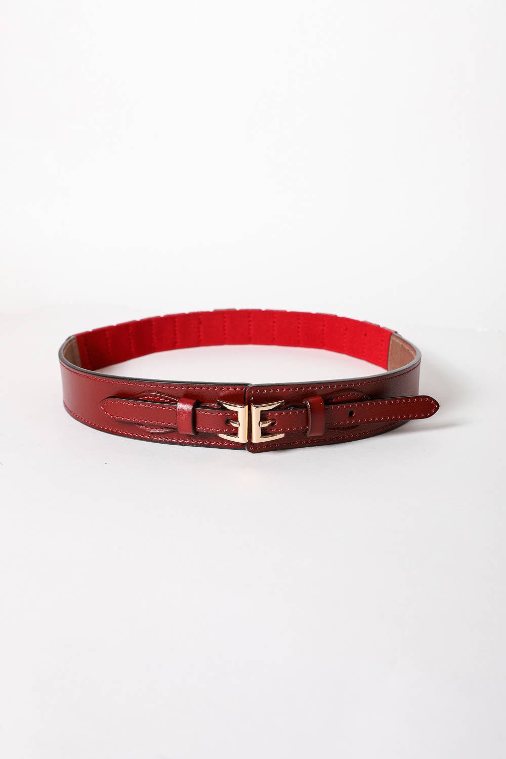 Leather Double Buckle Waistband Belt