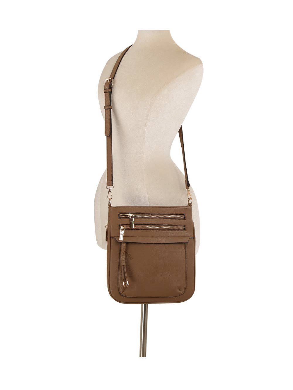 Front Zip Organizer Crossbody Bag