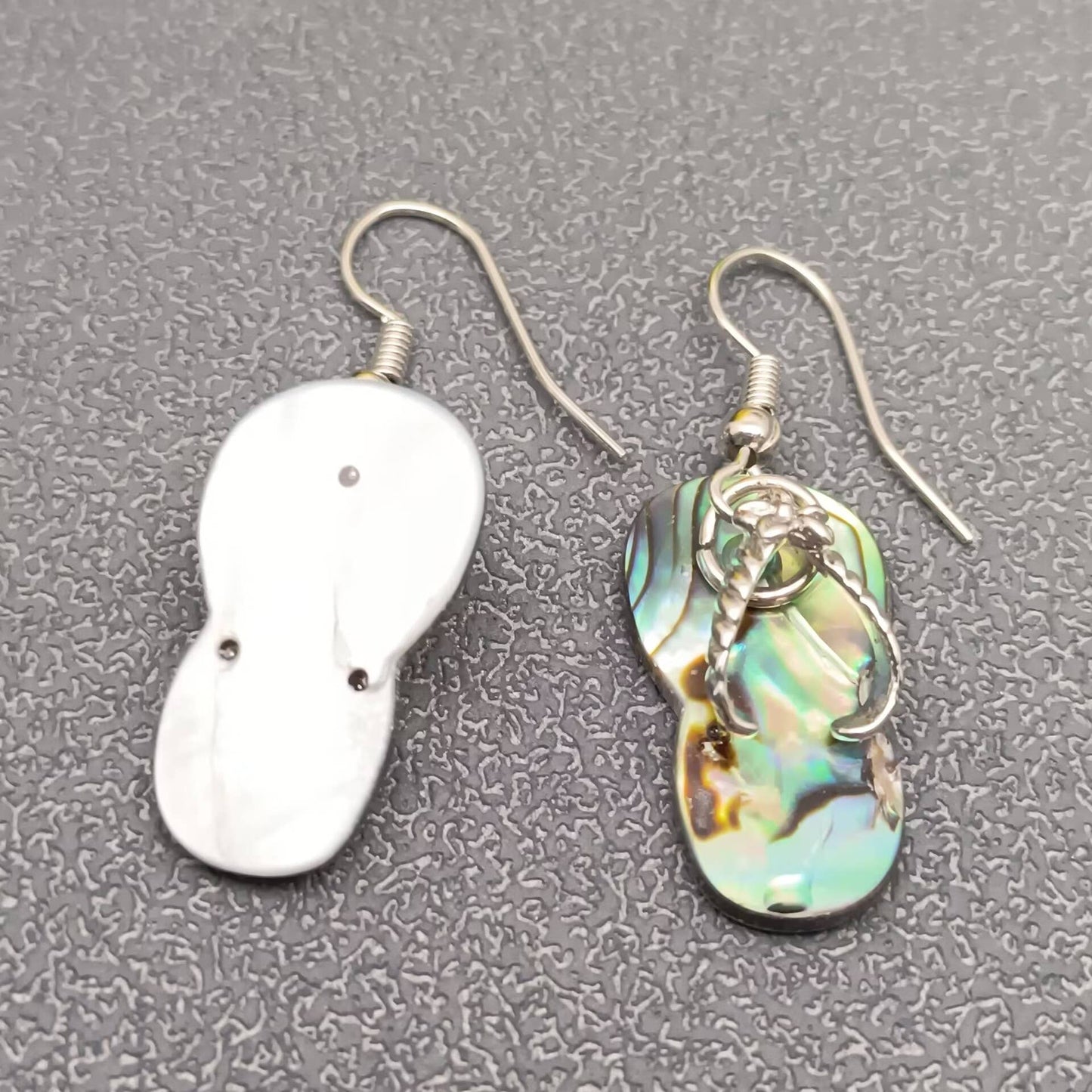 Natural Abalone Shell Slippers Charm Dangle Earrings