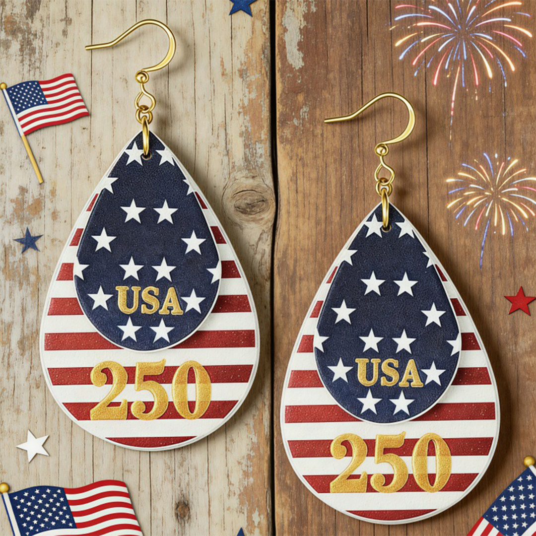 Independence Day Flag Stripe Star PU Leather Earrings SP684