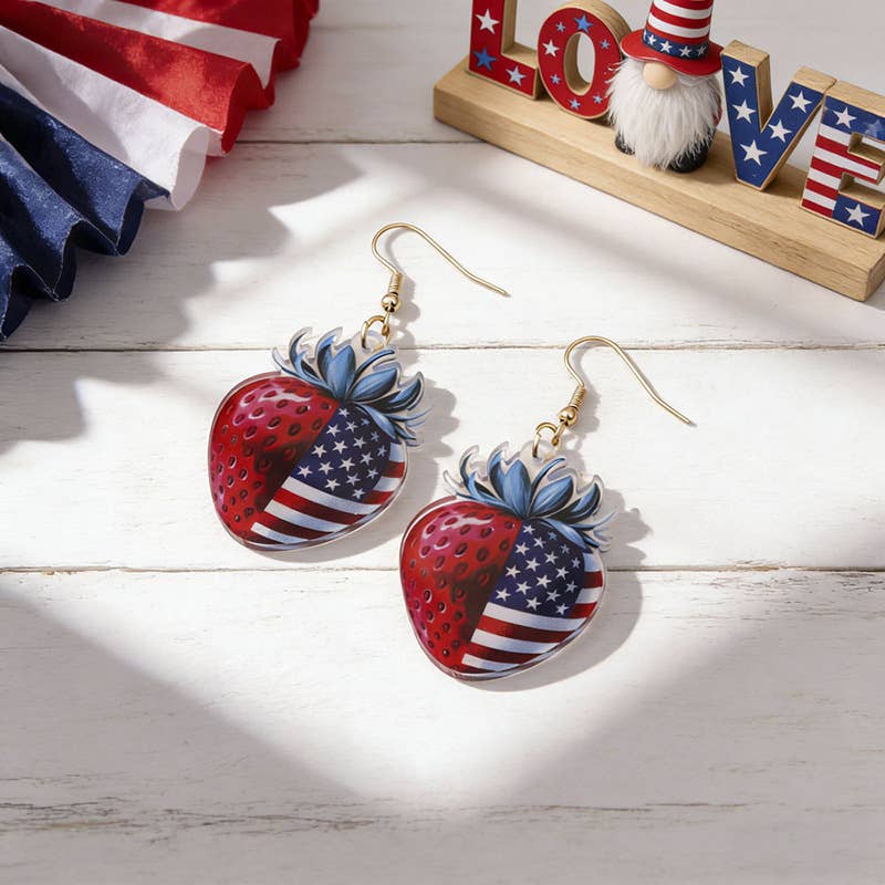 Fourth Of July Flag Element Acrylic Earrings