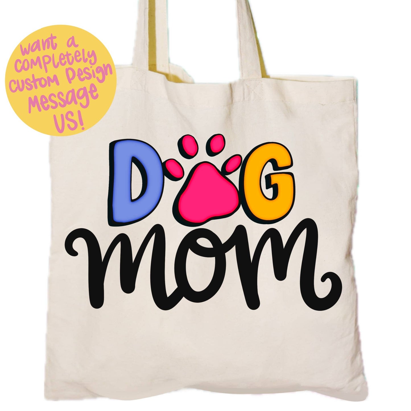 Dog mom canvas tote bag