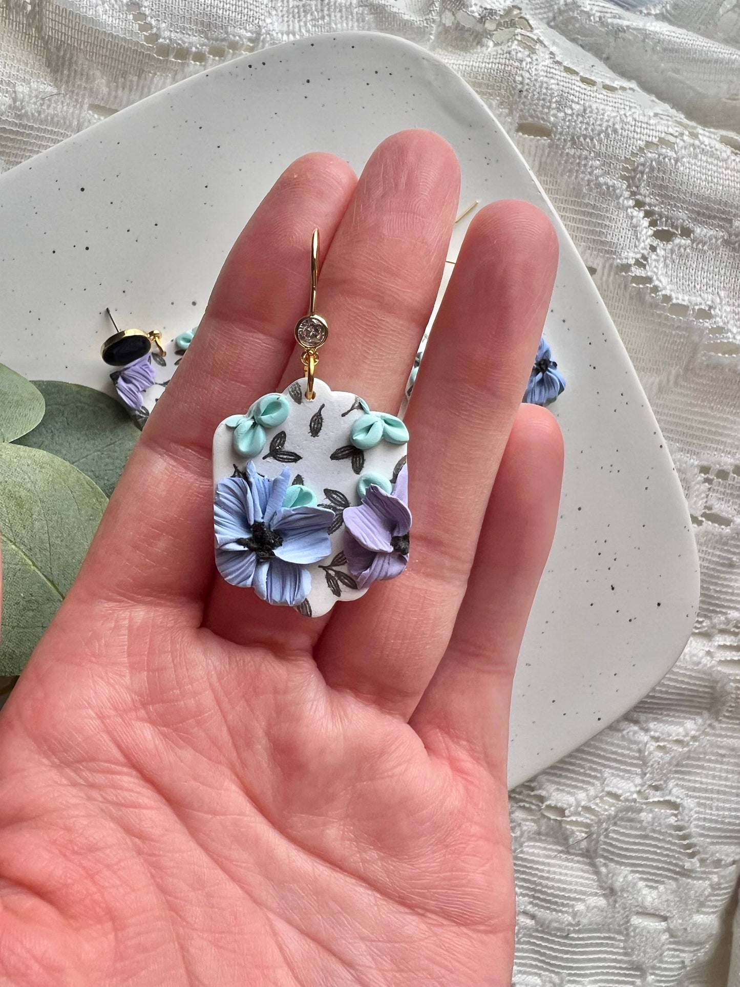 Floral Slab Clay Earrings