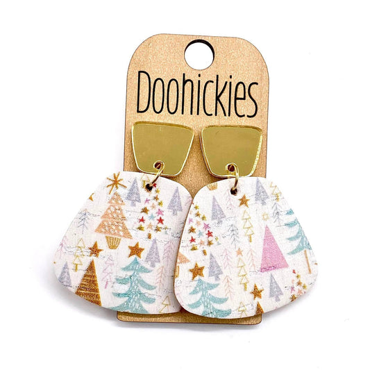 2"  Christmas Jasmine Collection - Christmas Leather/Cork Earrings