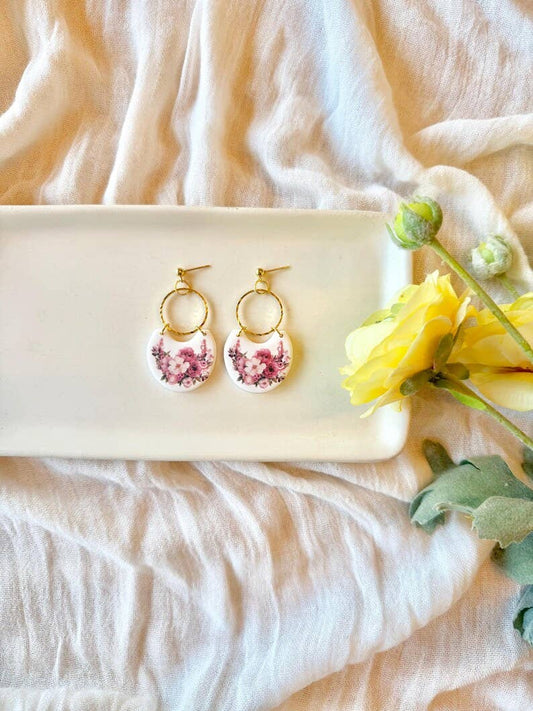 Pink Flower Earrings, Pink Floral Earrings