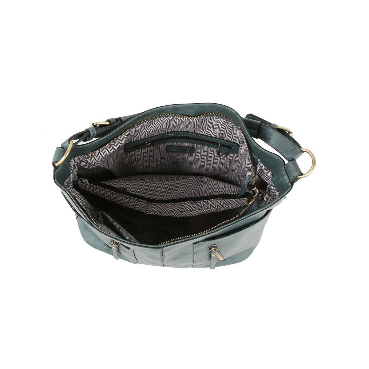 Trendy design two front zipper hobo shoulder bag