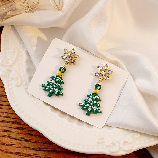 CHRISTMAS SNOWMAN CHRISTMAS TREE EARRINGS