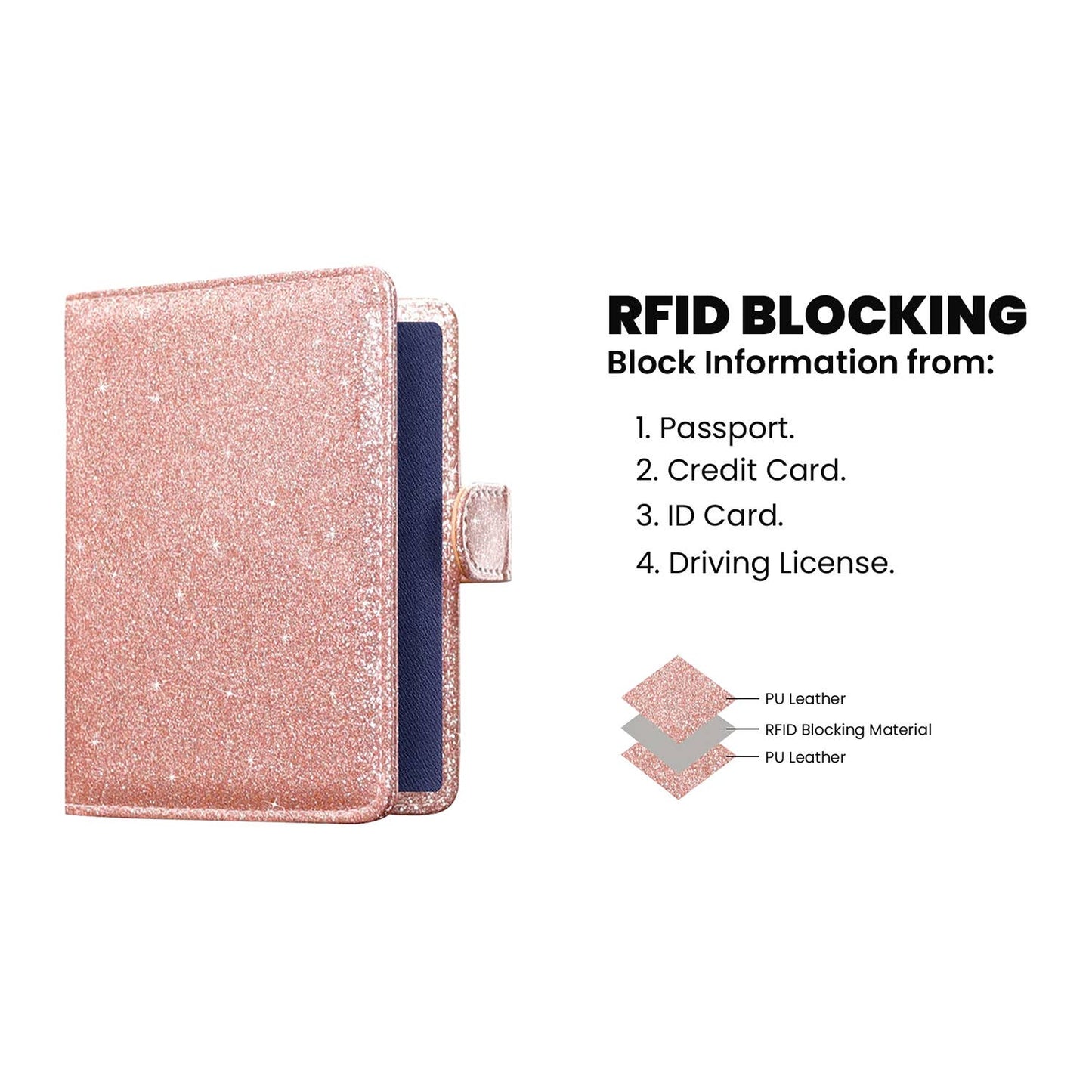 Glitter Bling RFID Passport Organizer With CDC Card Holder