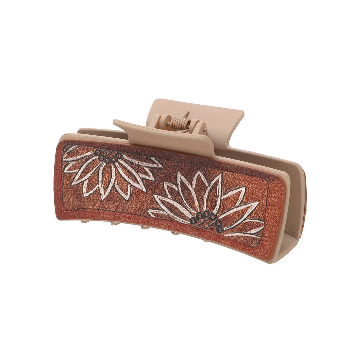 LEATHER SUNFLOWER PATTERN WESTERN HAIR CLAW CLIPS_CWASC1622