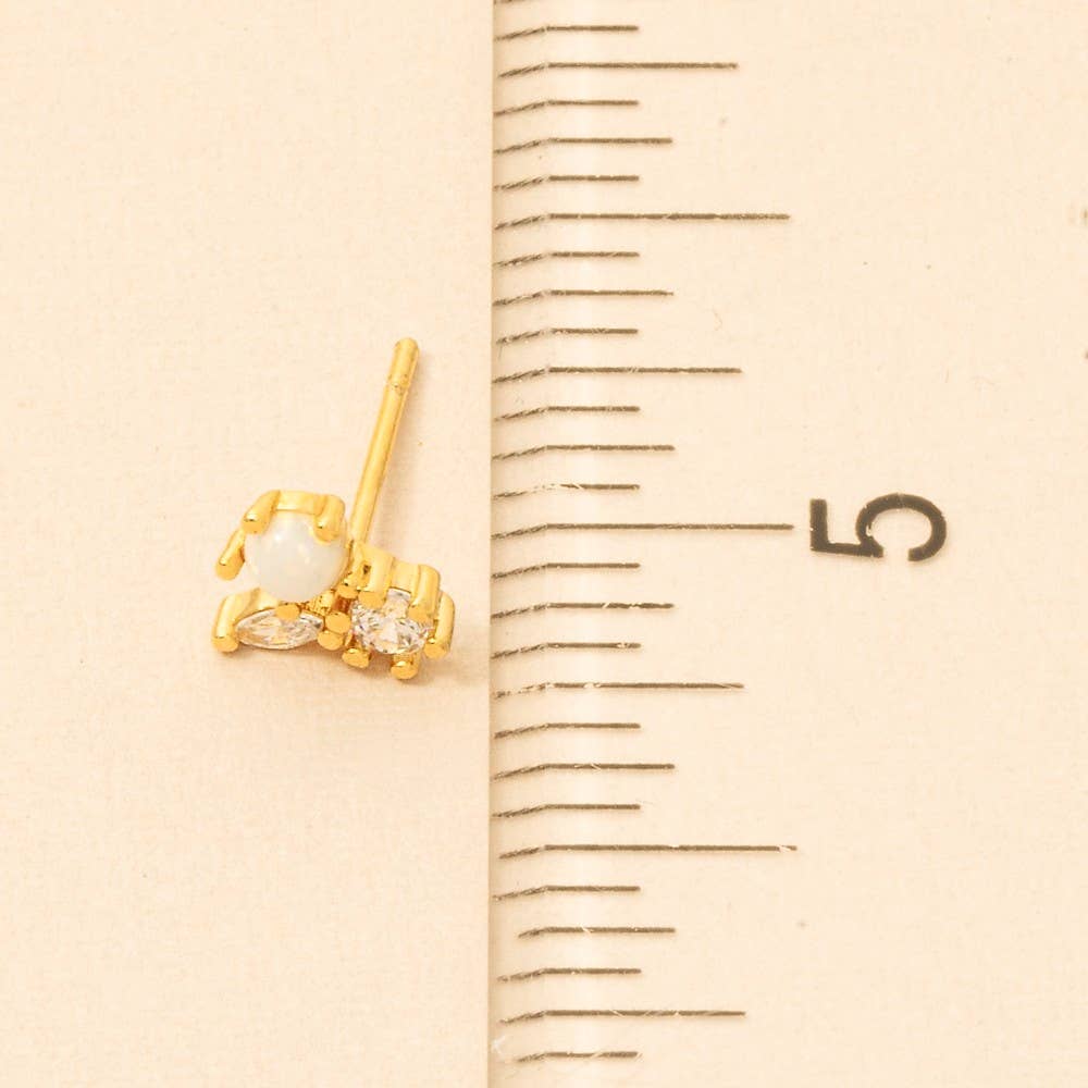 Mini Triple Rhinestone Stud Earring