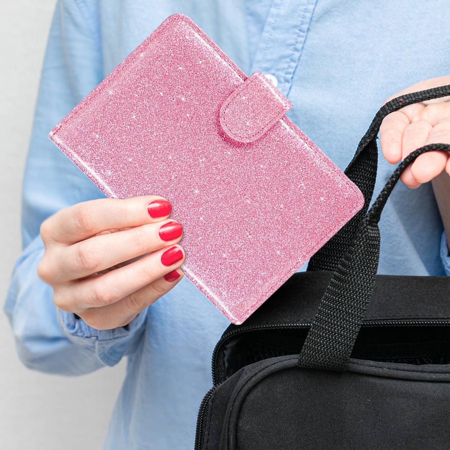 Glitter Bling RFID Passport Organizer With CDC Card Holder