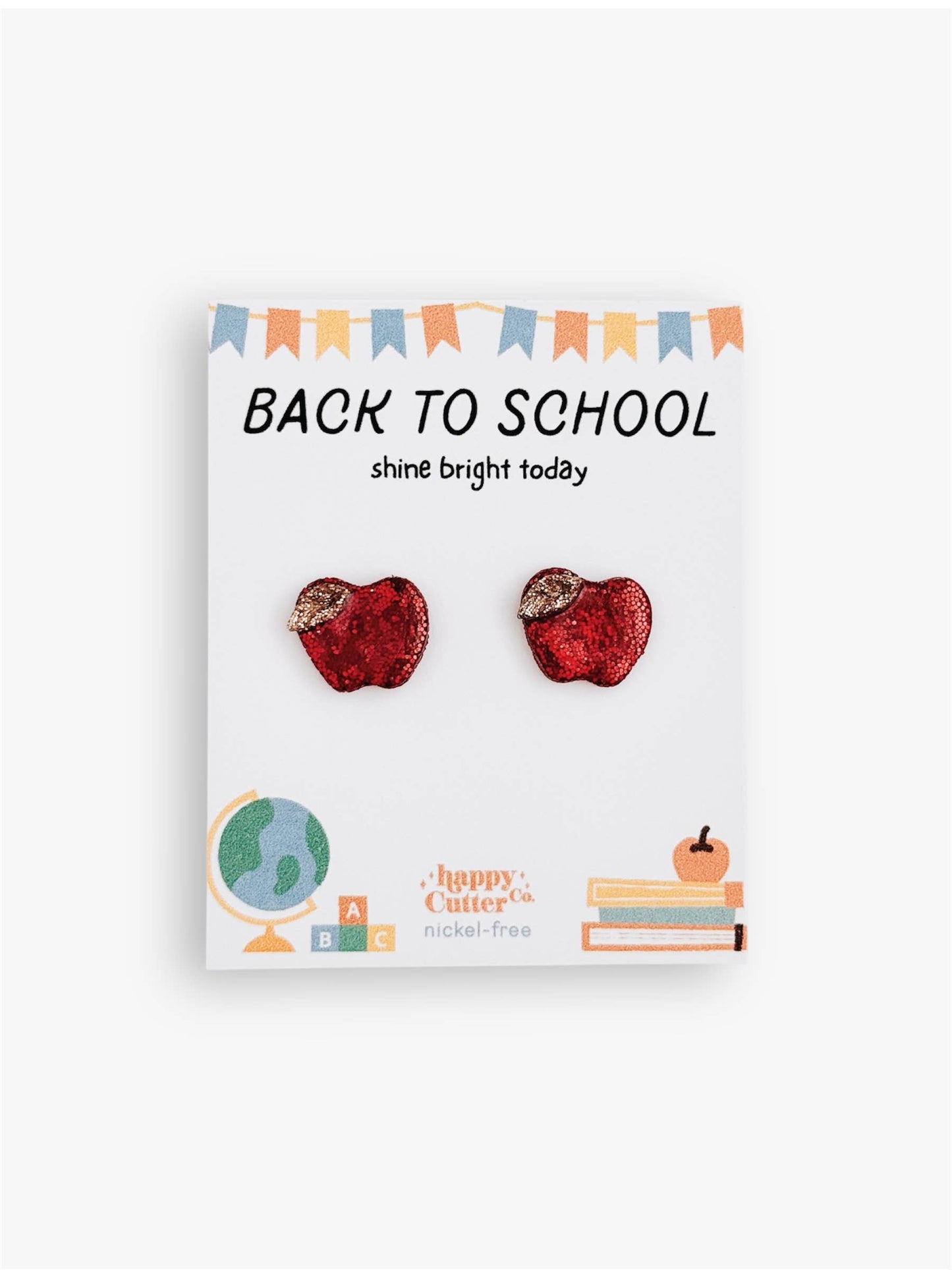 Glitter Apple Stud Earrings | Back to School Gift Studs