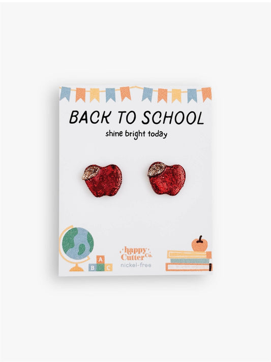Glitter Apple Stud Earrings | Back to School Gift Studs