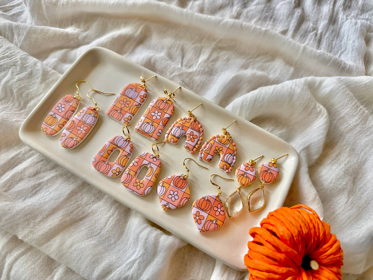 Groovy Pumpkin Earrings, Groovy Fall Earrings, Fall Earrings