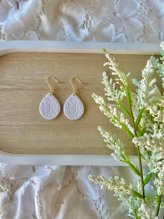 Floral Teardrop Earrings, Floral Clay Earrings