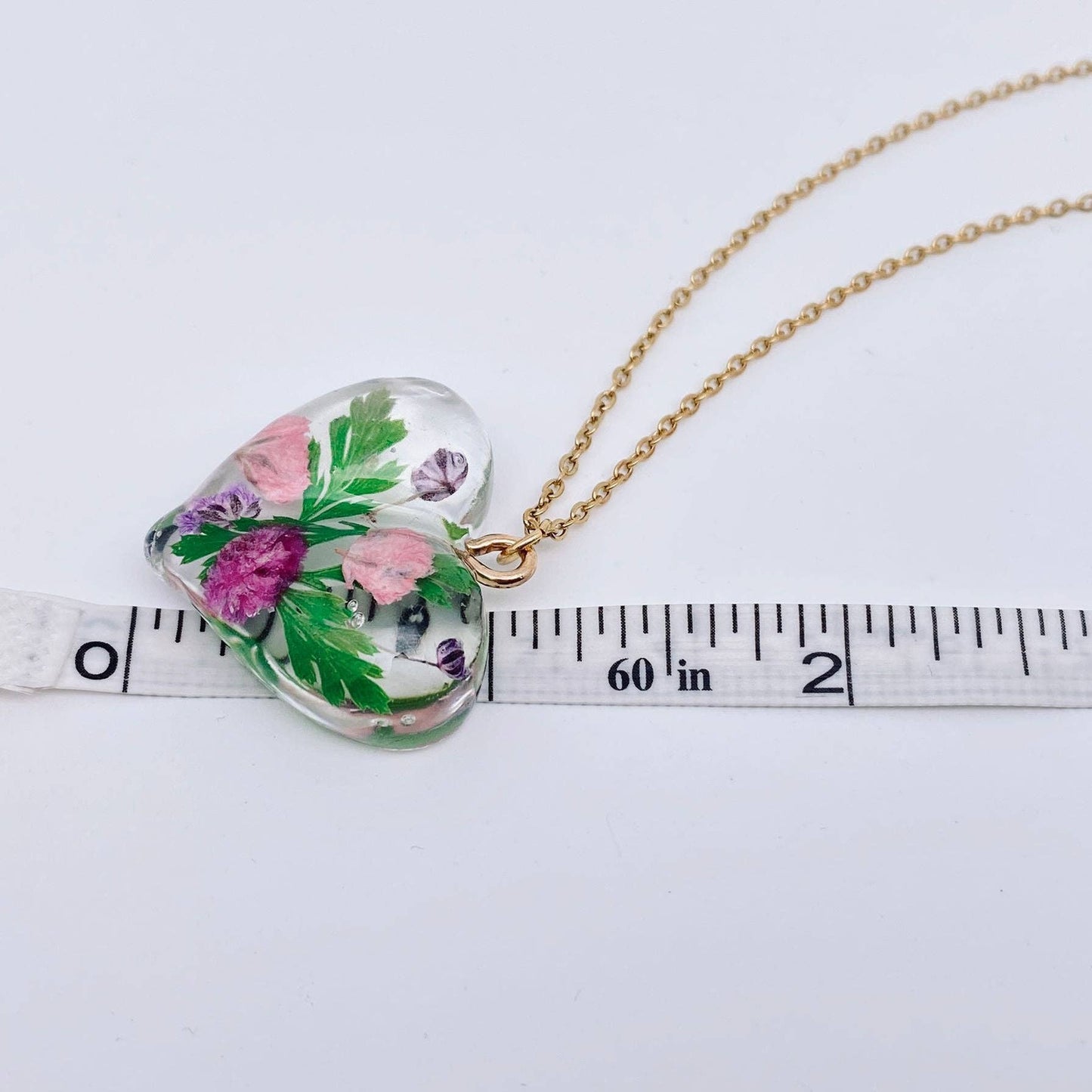 Baby's Breath & Fern Heart-shaped Dried Flower Necklace -PDF