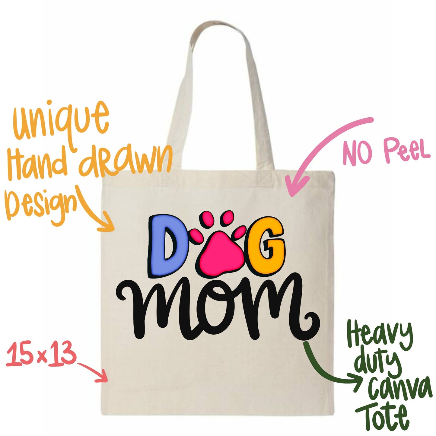 Dog mom canvas tote bag