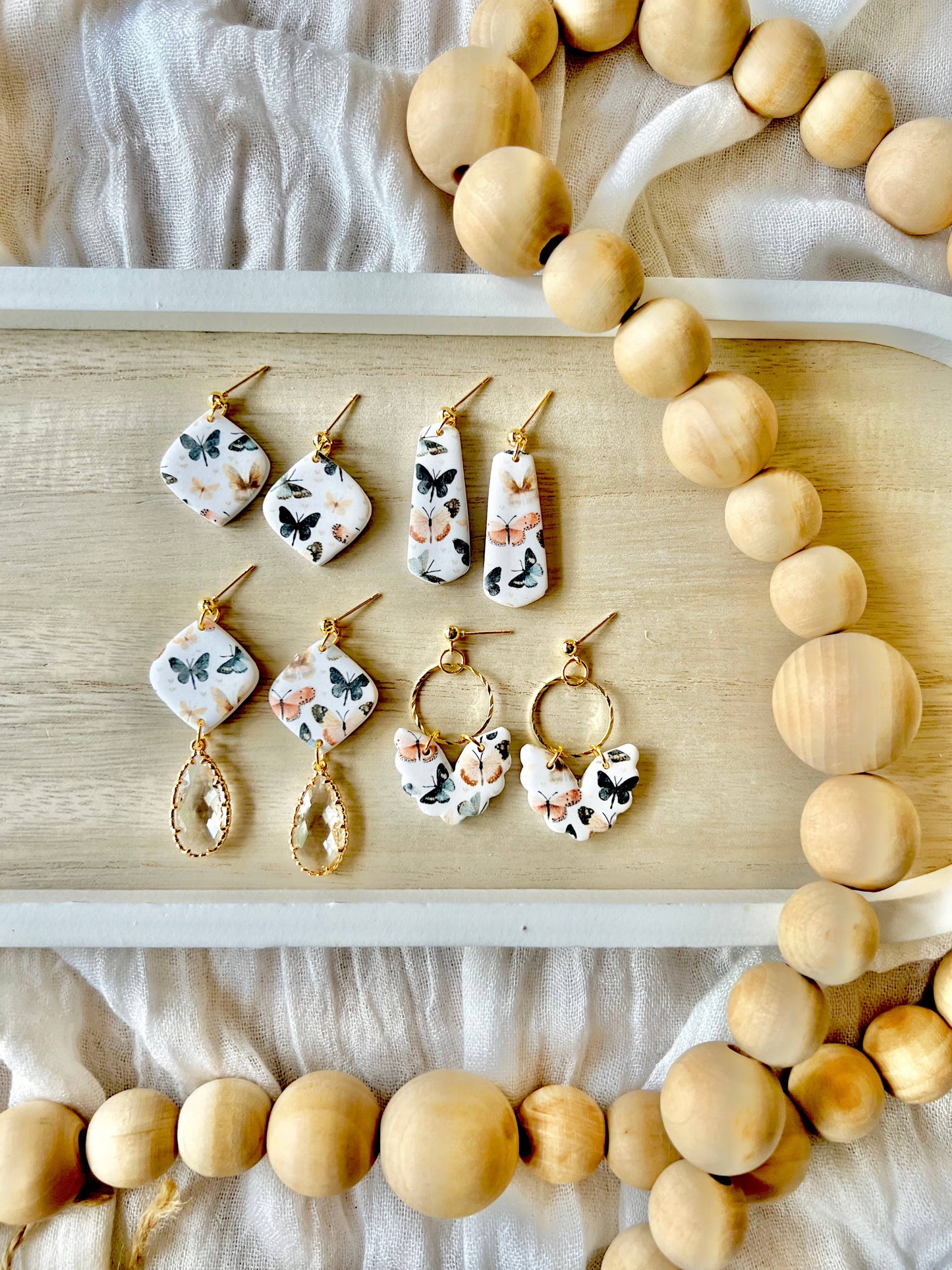 Butterfly Clay Earrings, Butterfly Earrings, Insect Earrings