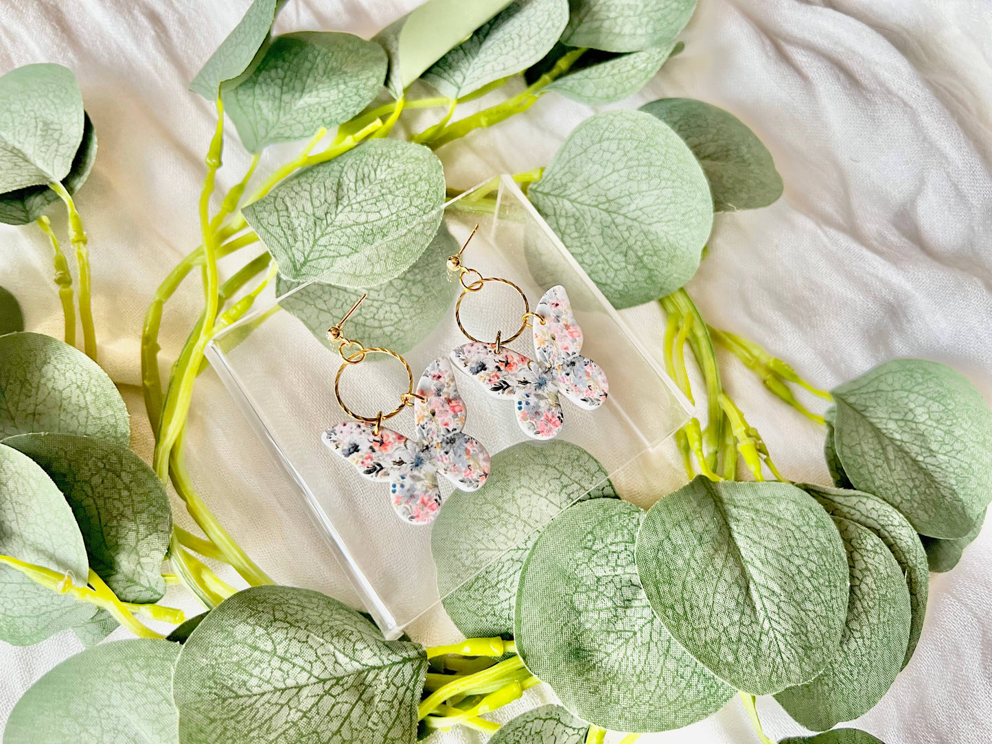 Floral Butterfly Earrings, Butterfly Earrings