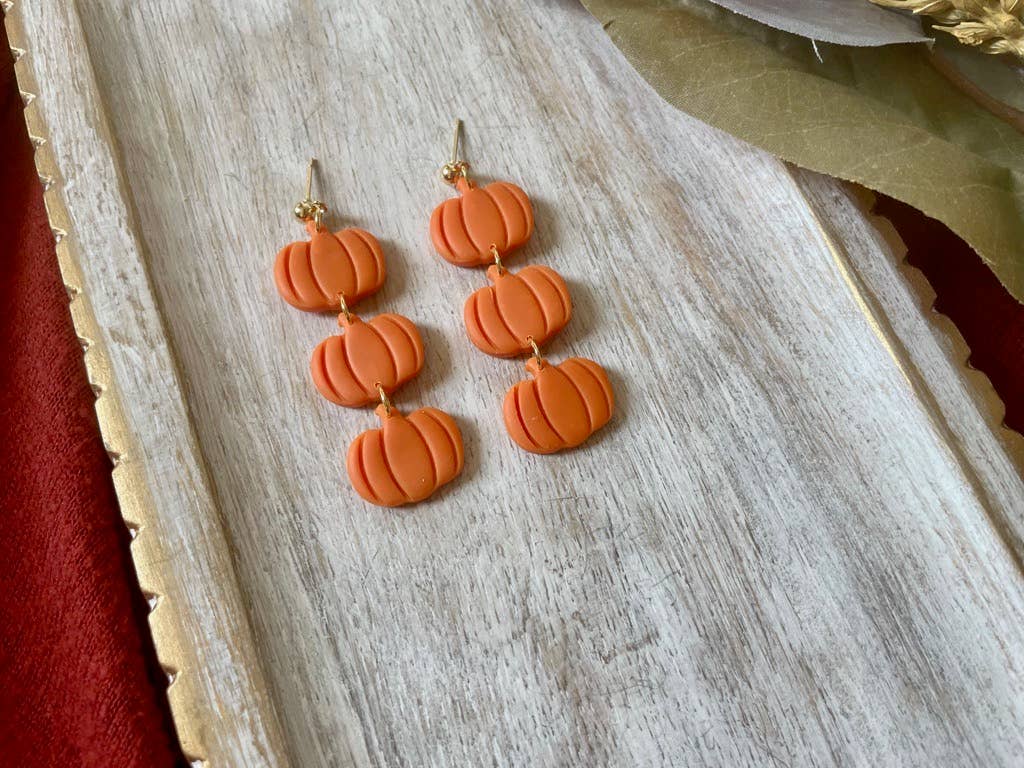 Pumpkin Dangle Clay Earrings