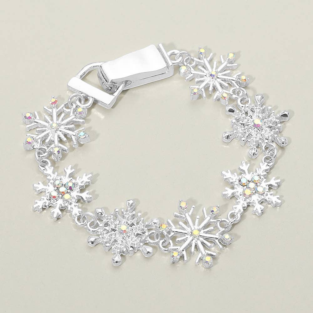 Sparkling Snowflake Charm Link Magnetic Bracelet