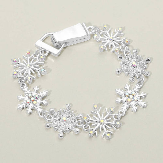 Sparkling Snowflake Charm Link Magnetic Bracelet
