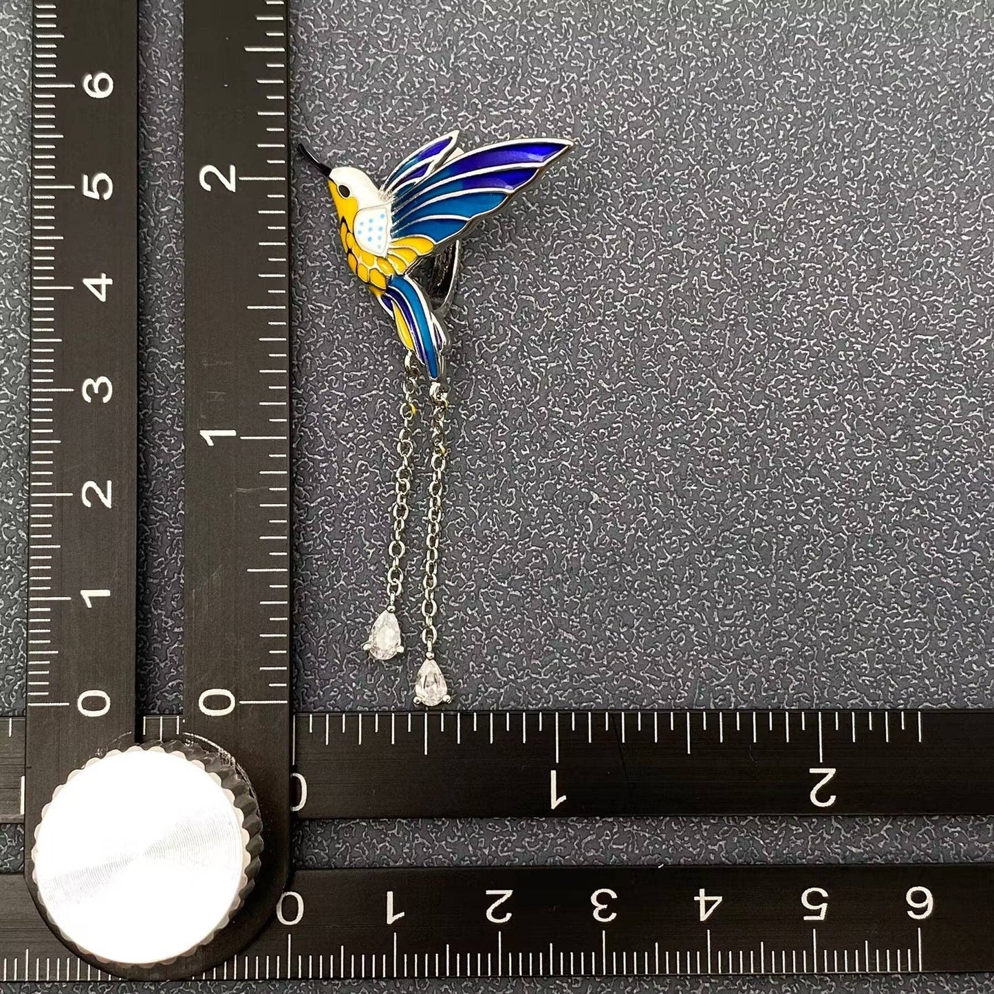Enamel Hummingbird Charm Pendant Post Earrings