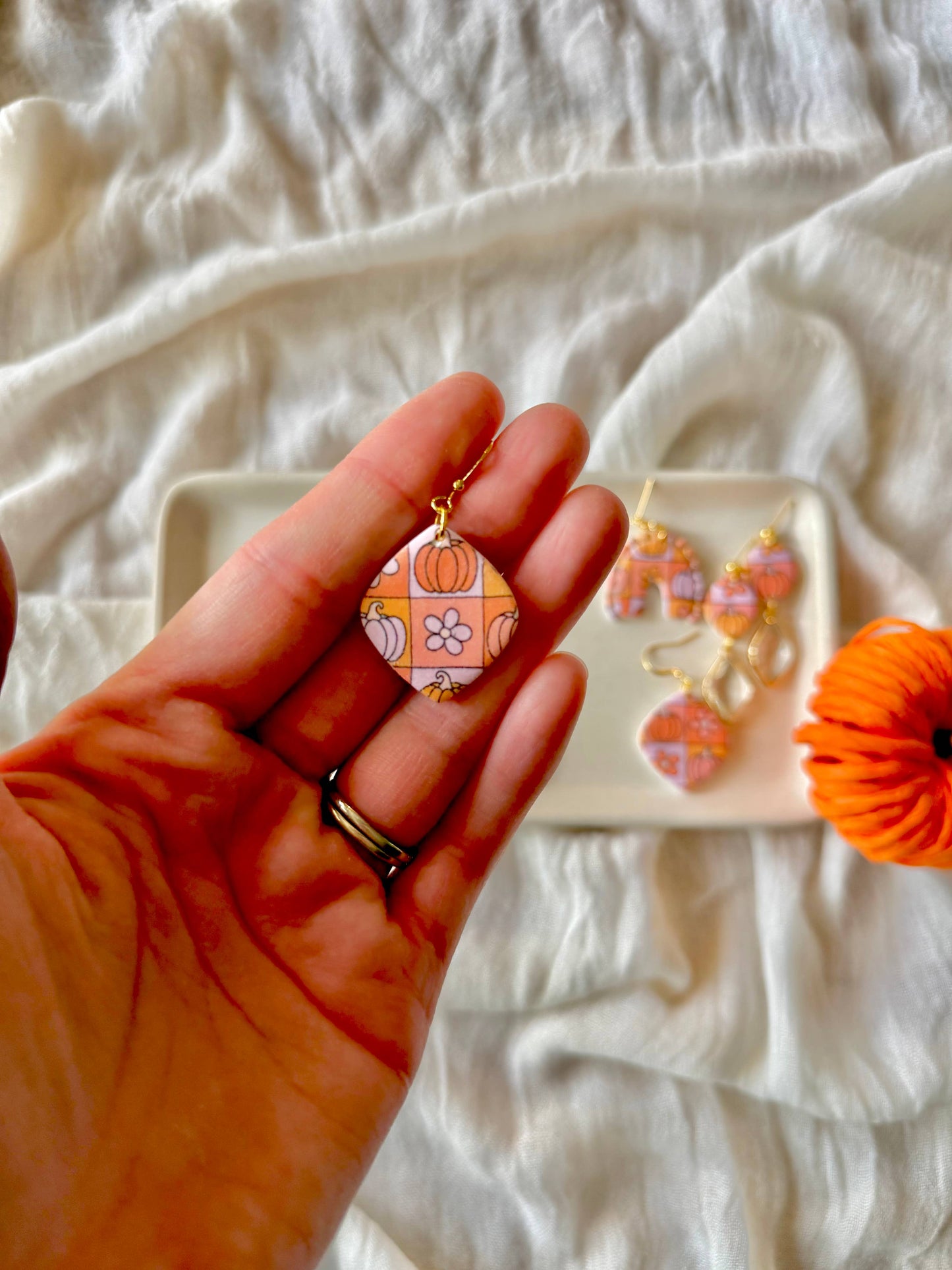 Groovy Pumpkin Earrings, Groovy Fall Earrings, Fall Earrings
