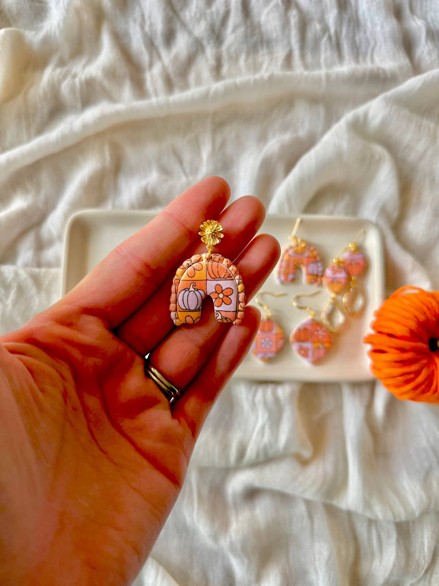 Groovy Pumpkin Earrings, Groovy Fall Earrings, Fall Earrings