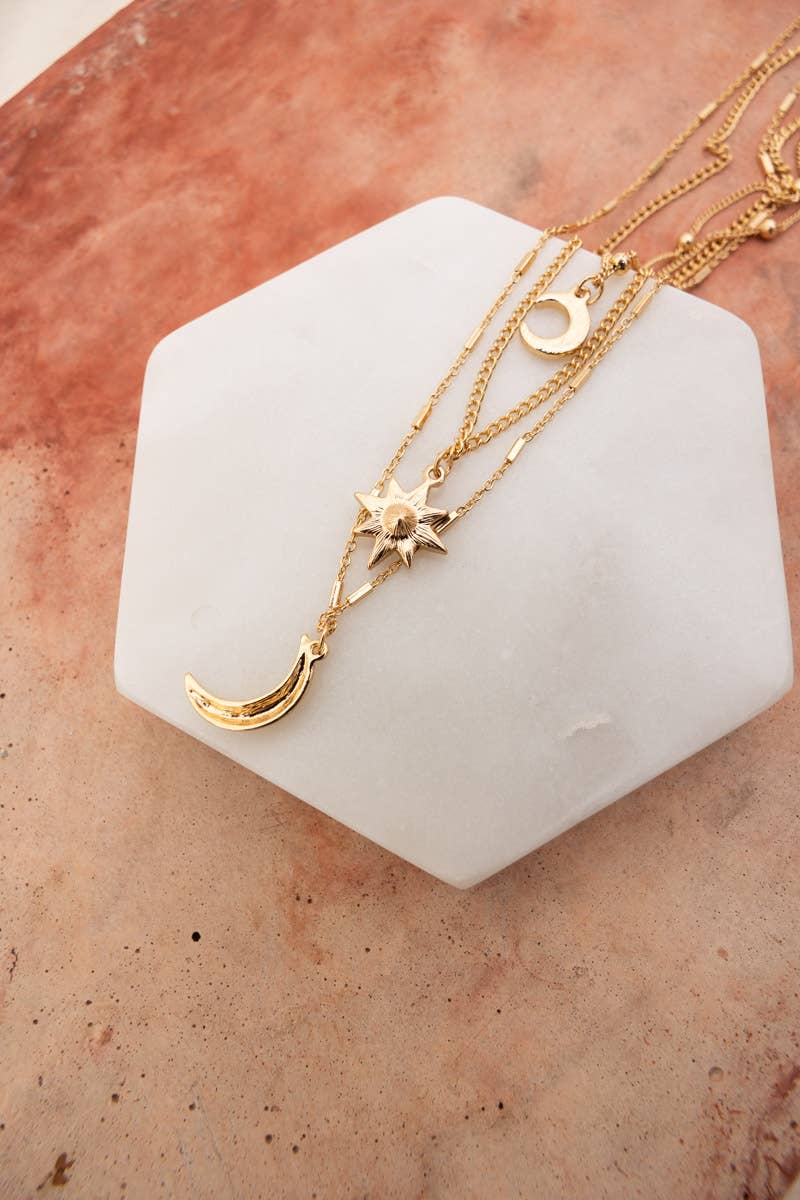 🌙⭐ Celestial Layered Necklace - Moon and Star Charms 🌜✨