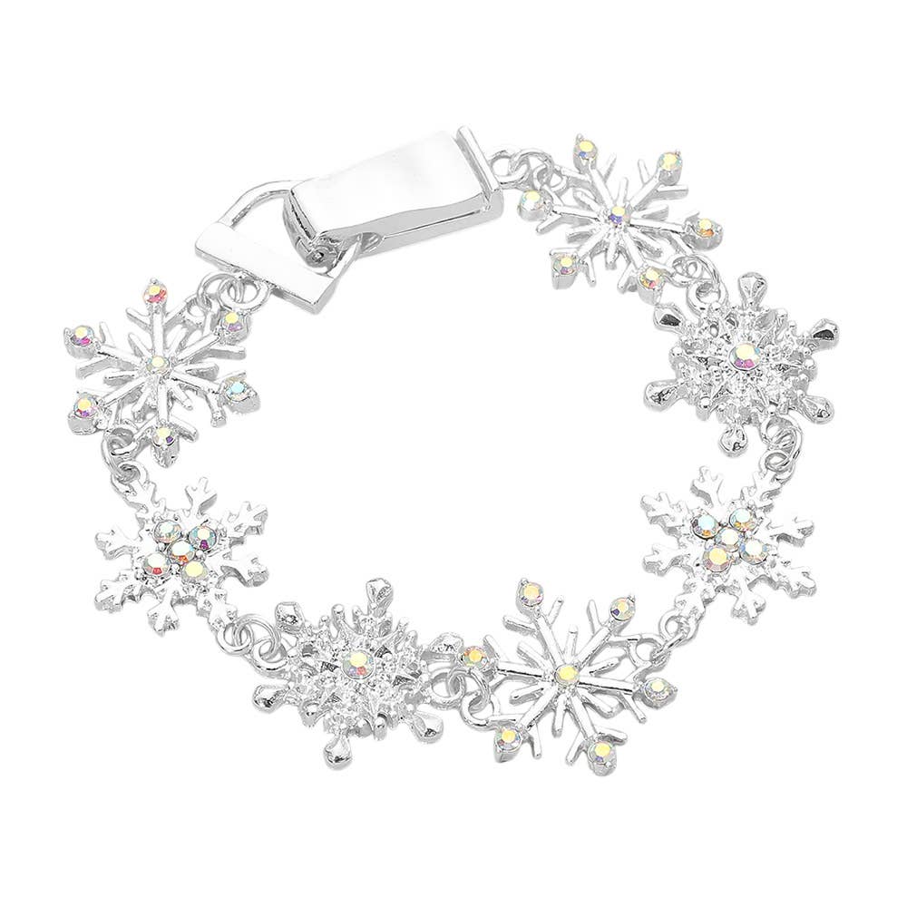 Sparkling Snowflake Charm Link Magnetic Bracelet