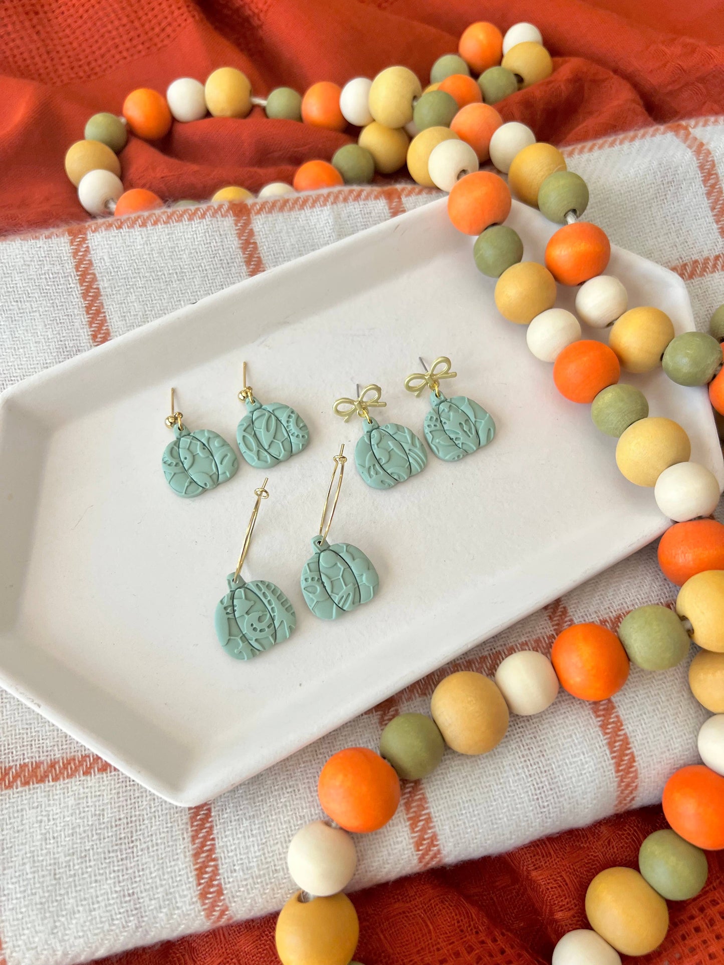 Lace Pumpkin Earrings, Pumpkin Clay Earrings, Fall Earrings