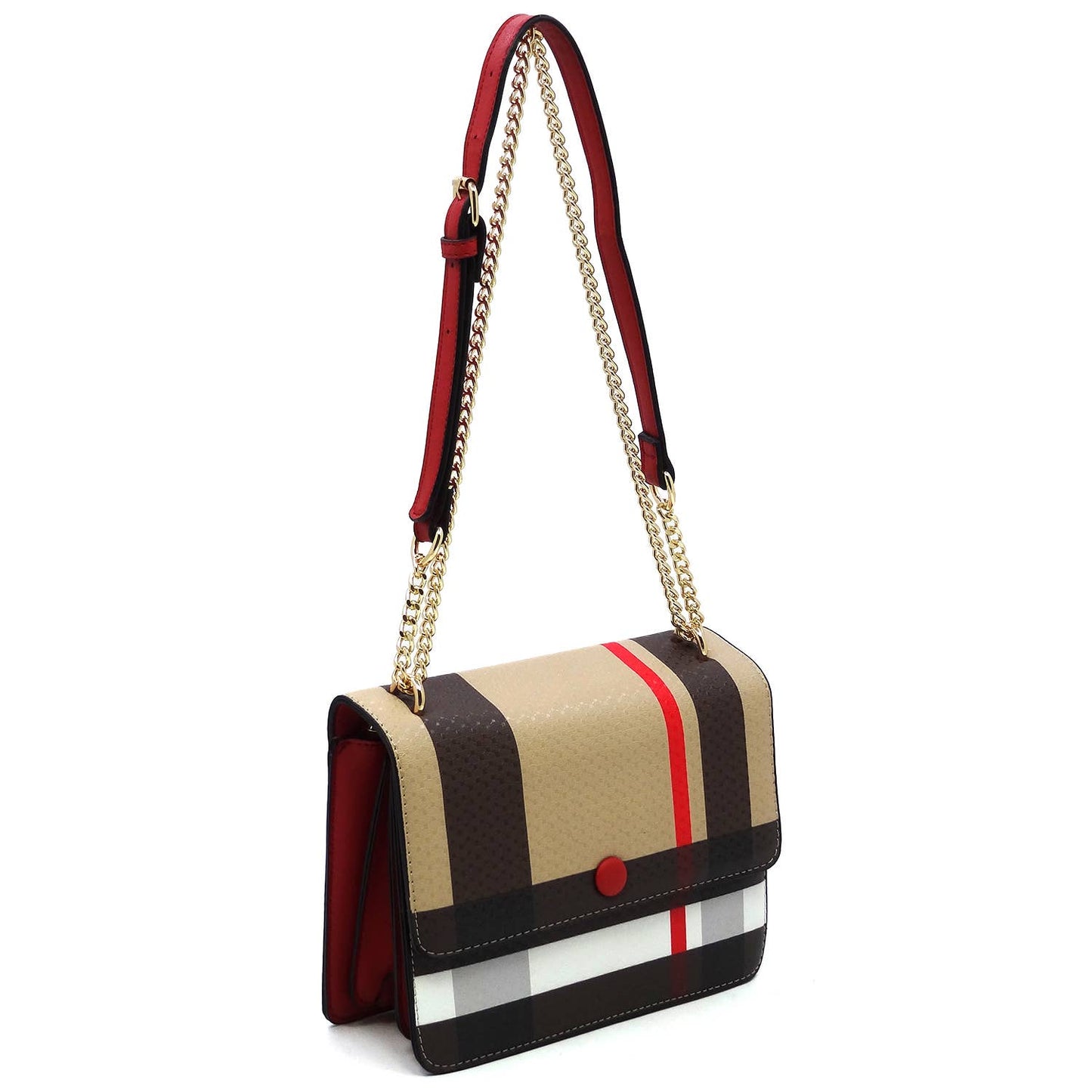 BT2763 Tartan Plaid Check Flap Crossbody Bag