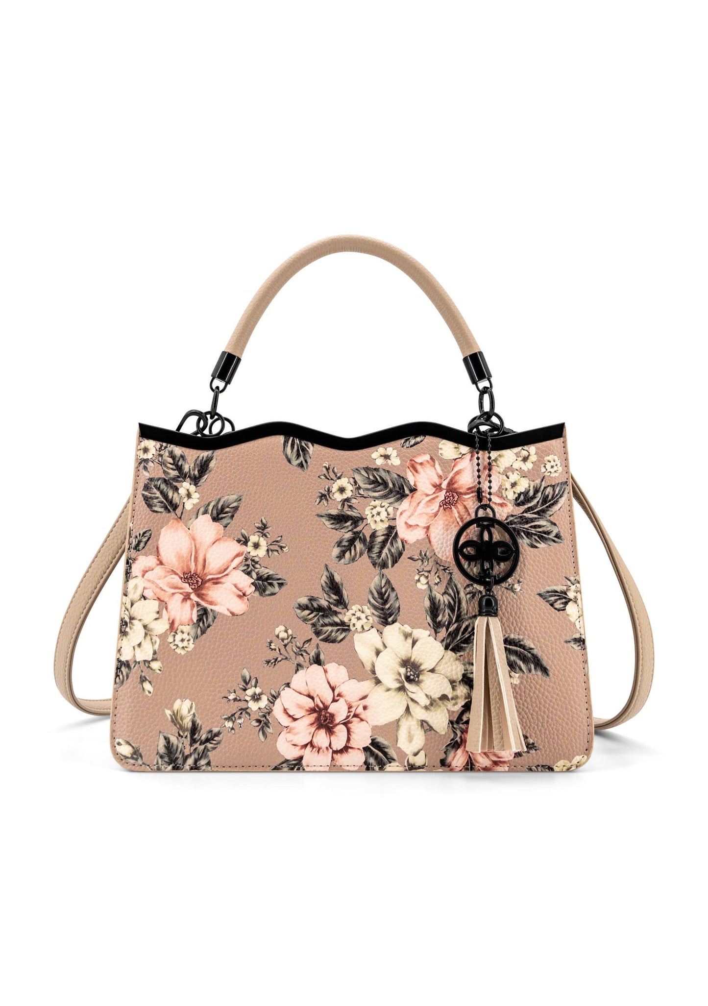 Violette Vegan Leather Floral Print Crossbody Satchel Bag
