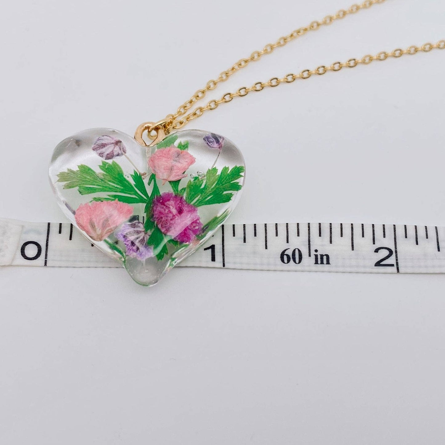 Baby's Breath & Fern Heart-shaped Dried Flower Necklace -PDF