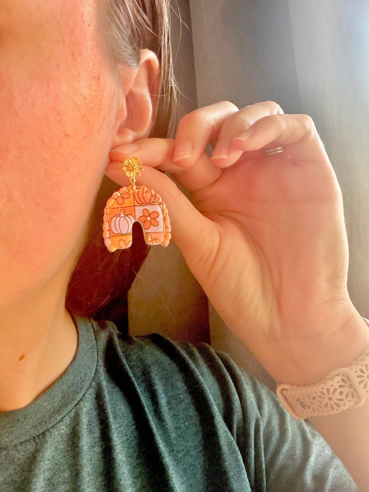 Groovy Pumpkin Earrings, Groovy Fall Earrings, Fall Earrings