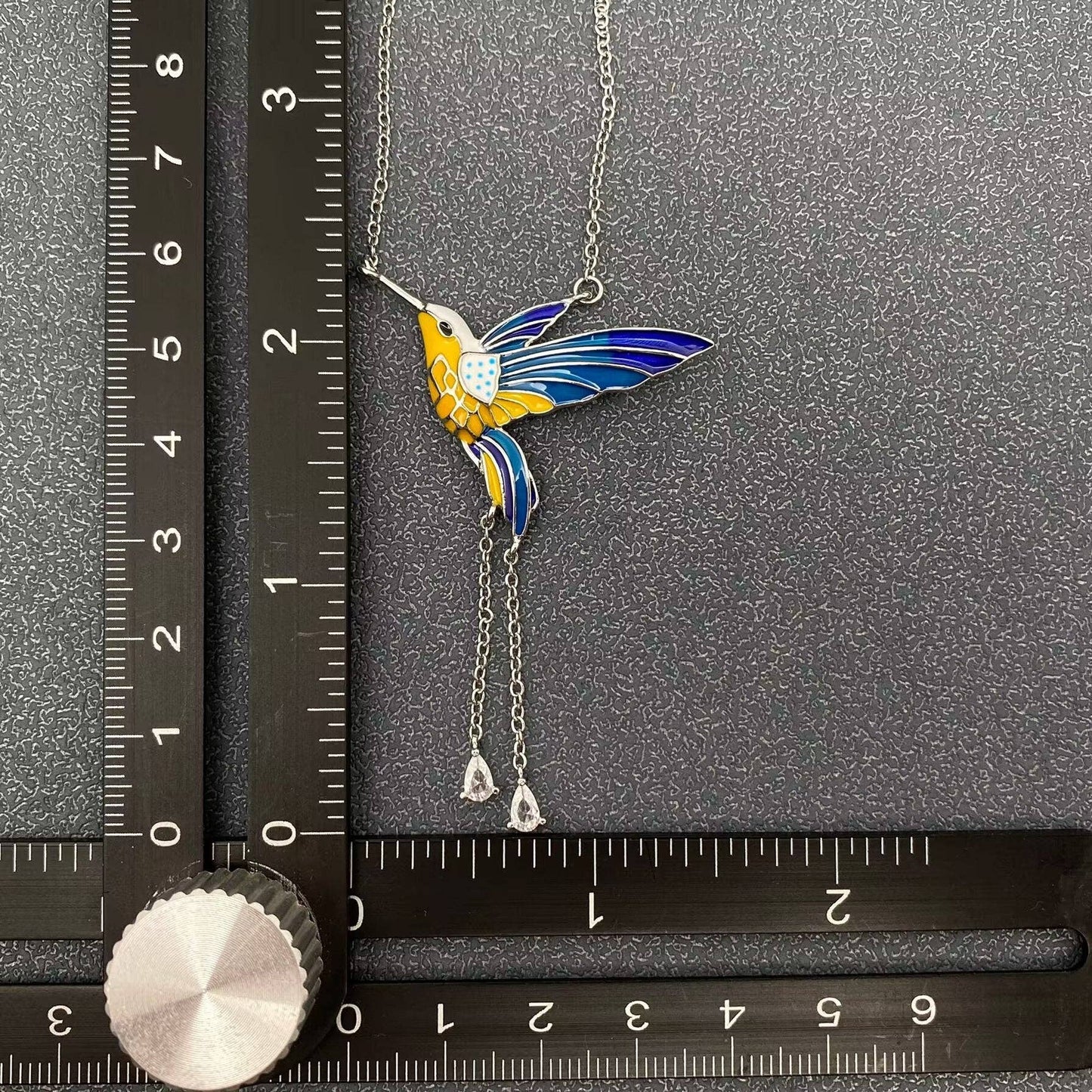 Enamel Hummingbird Charm Pendant Necklace