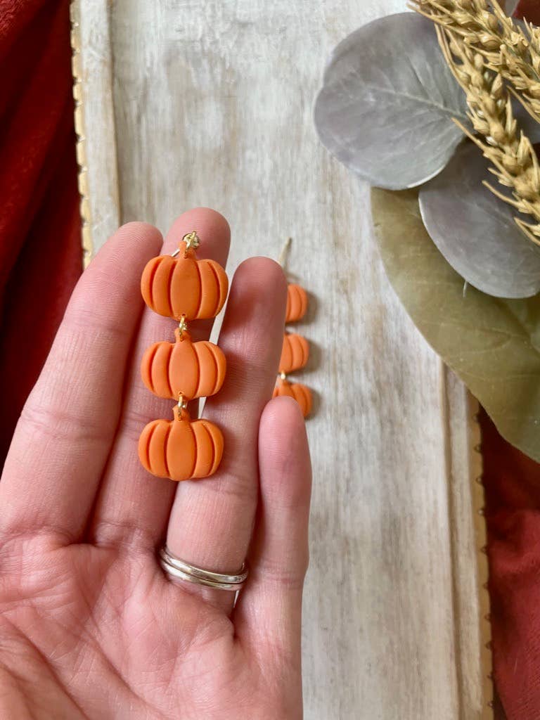 Pumpkin Dangle Clay Earrings