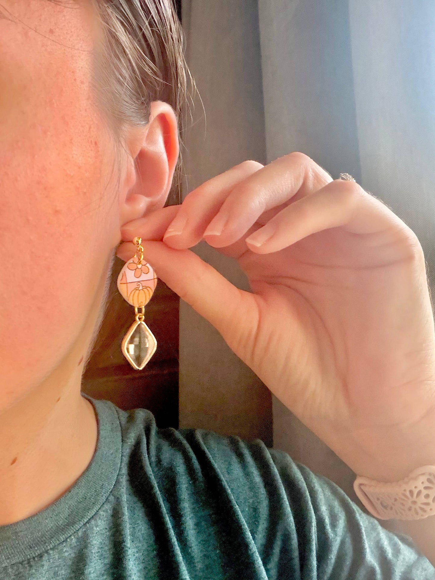 Groovy Pumpkin Earrings, Groovy Fall Earrings, Fall Earrings