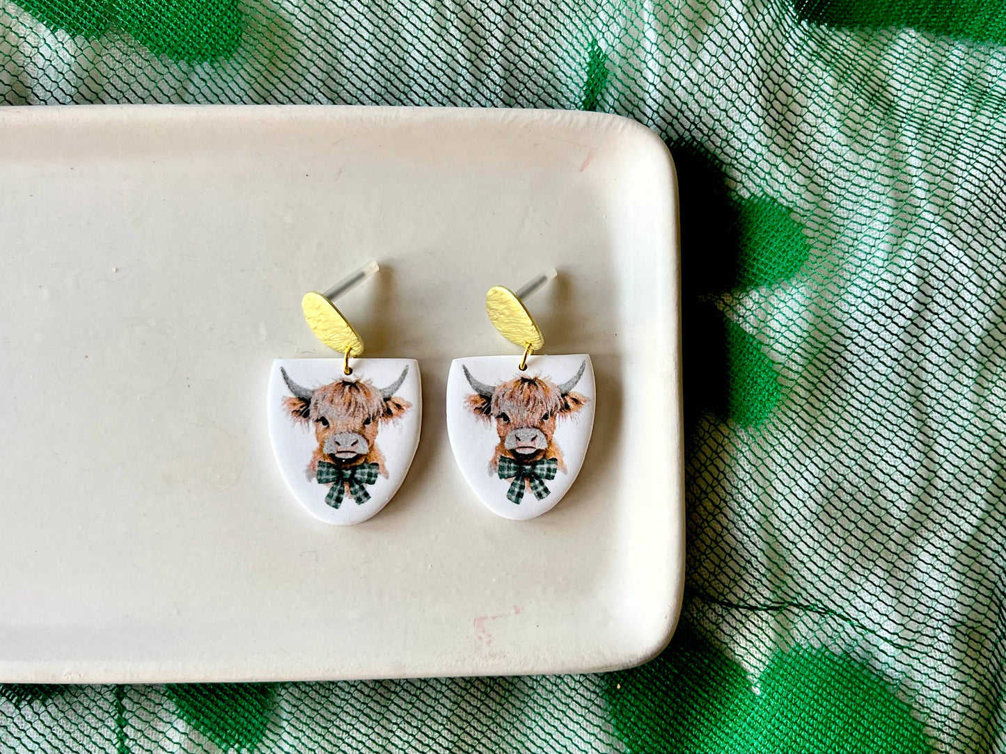 Highland Cow Earrings, Cow Clay Earrings, Lucky Earrings
