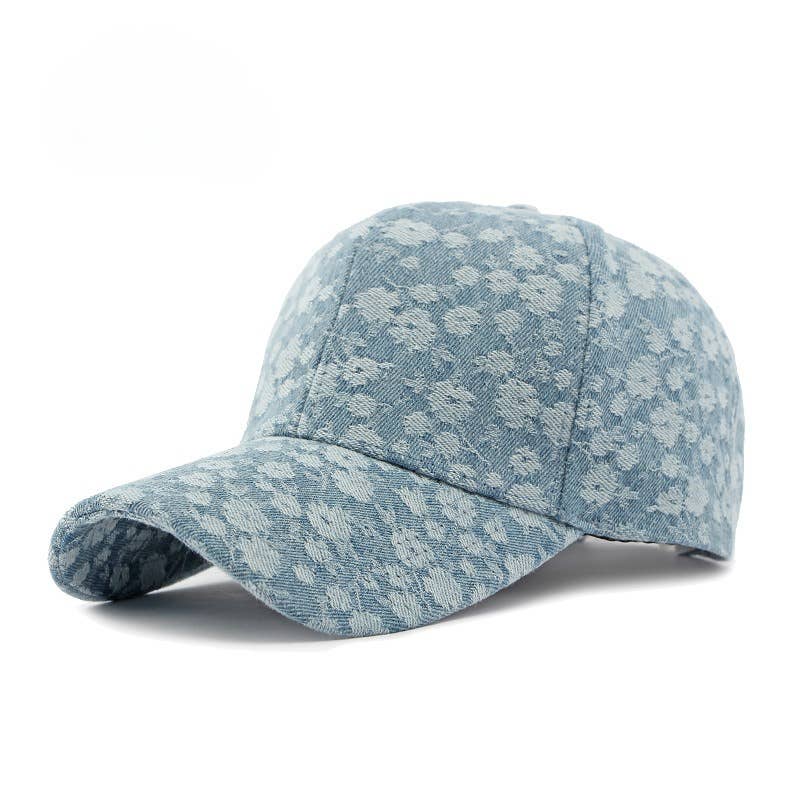 Boho Floral Denim Baseball Cap