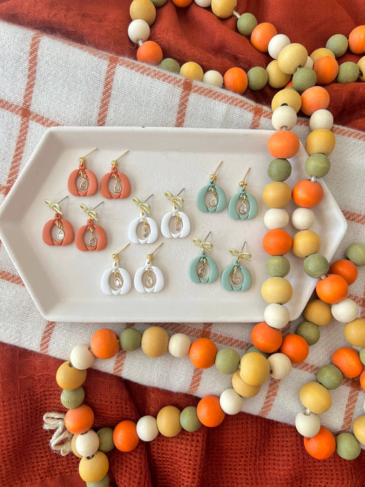 Pumpkin Clay Earrings, Pumpkin Earrings, Fall Clay Earrings