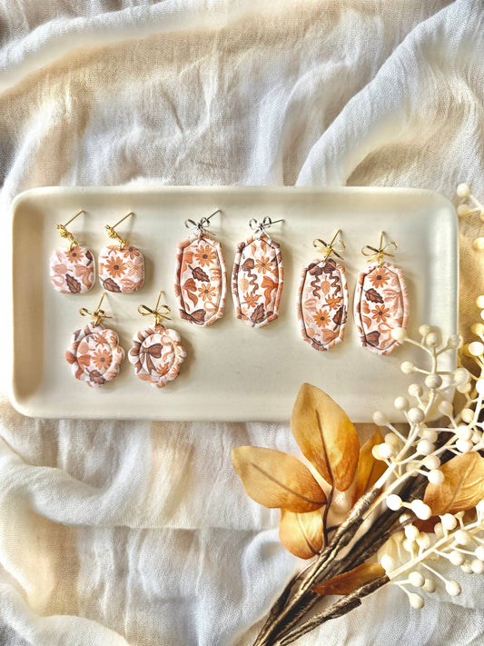 Fall Bow Earrings, Fall Boho Earrings, Neutral Fall Earrings