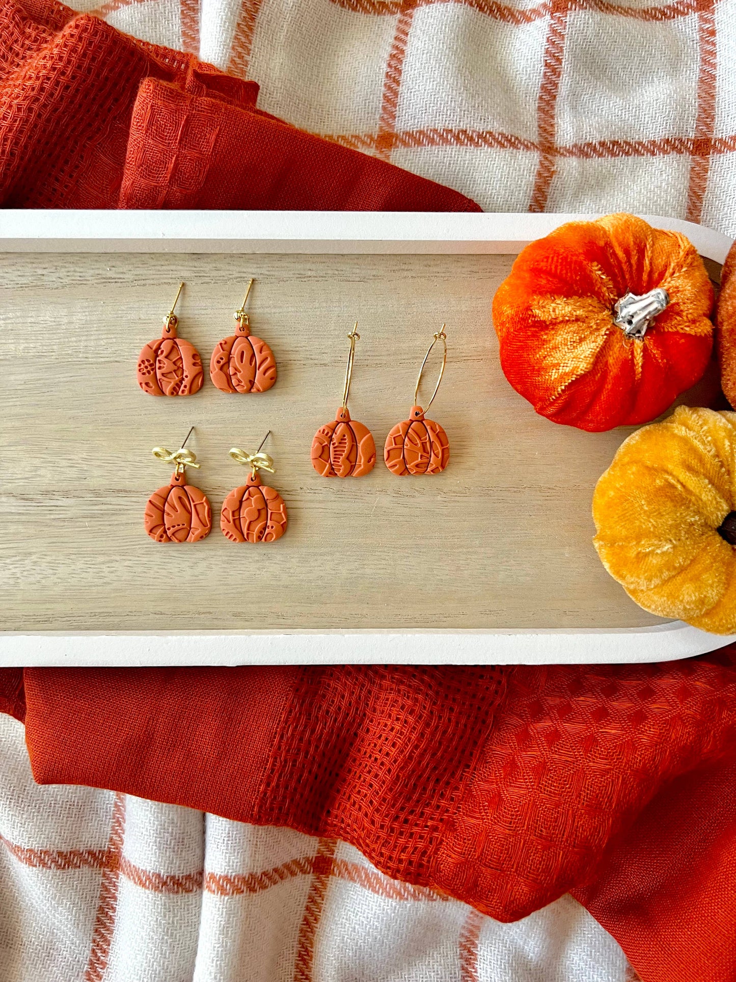 Lace Pumpkin Earrings, Pumpkin Clay Earrings, Fall Earrings
